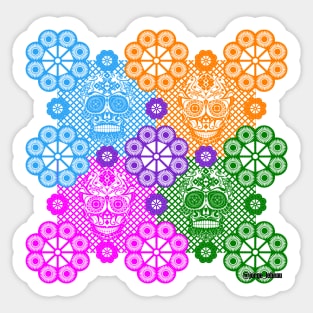 floral picnic skeleton pattern ecopop Sticker